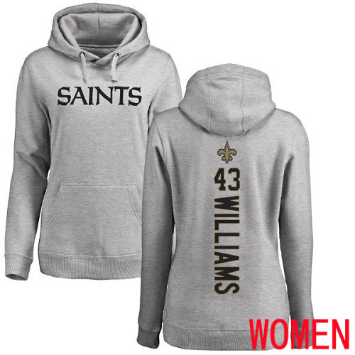 New Orleans Saints Ash Women Marcus Williams Backer NFL Football #43 Pullover Hoodie Sweatshirts->nfl t-shirts->Sports Accessory